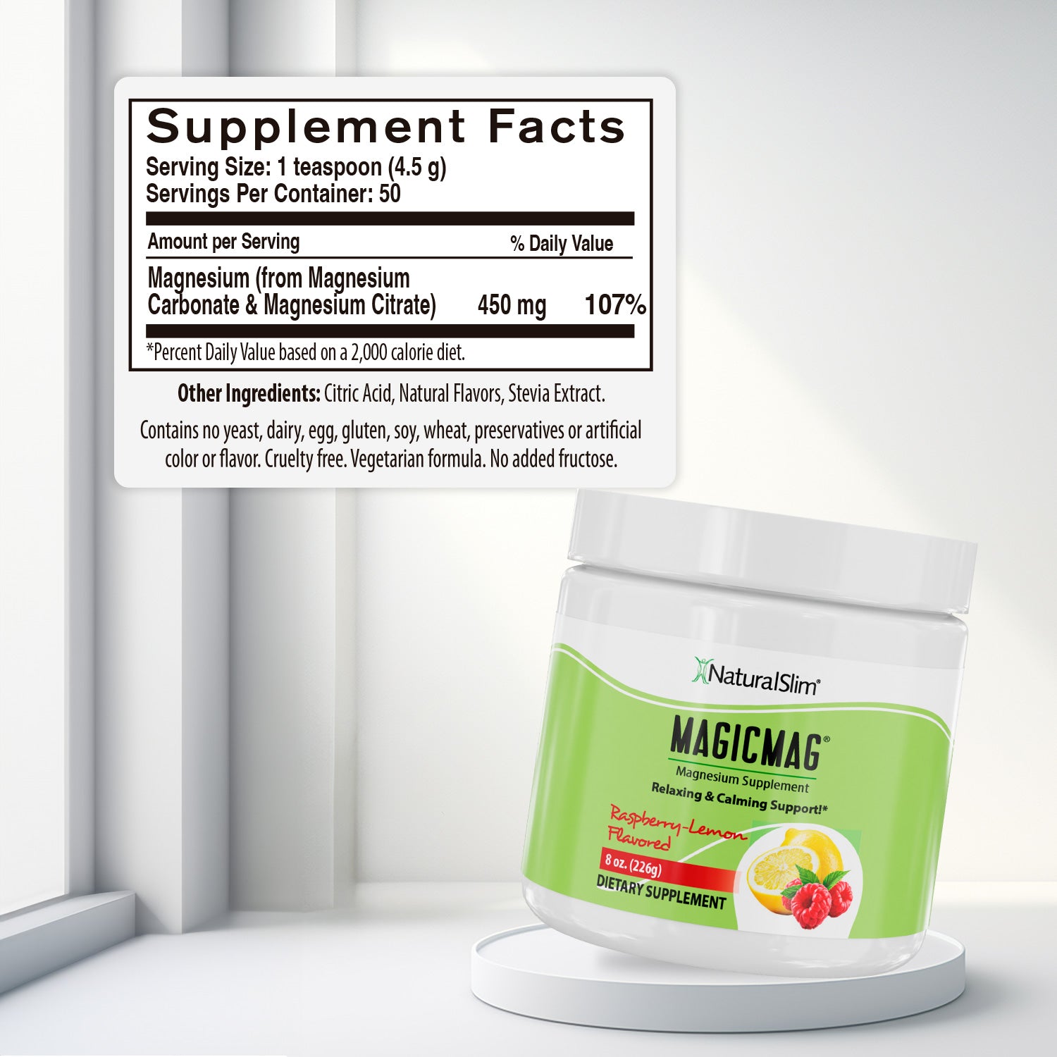 MagicMag® Frambuesa - Limón | Suplemento de Magnesio | Apoyo Relajante y Calmante - NaturalSlim USA