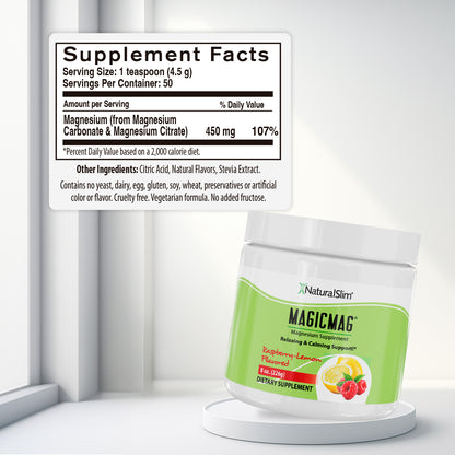 MagicMag® Frambuesa - Limón | Suplemento de Magnesio | Apoyo Relajante y Calmante - NaturalSlim USA